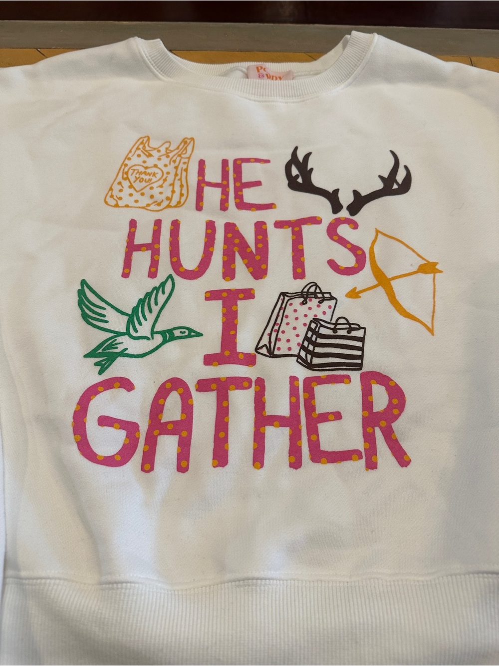 Poppy & Pine He Hunts I Gather Oversized Sweatshirt L/XL - Picture 2 of 10